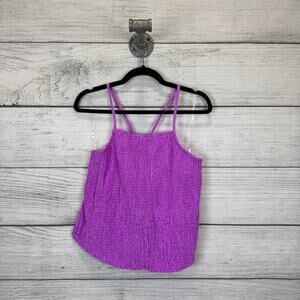 A New Day Plus Size Purple Smocked Spring Crop Tank Size XXL